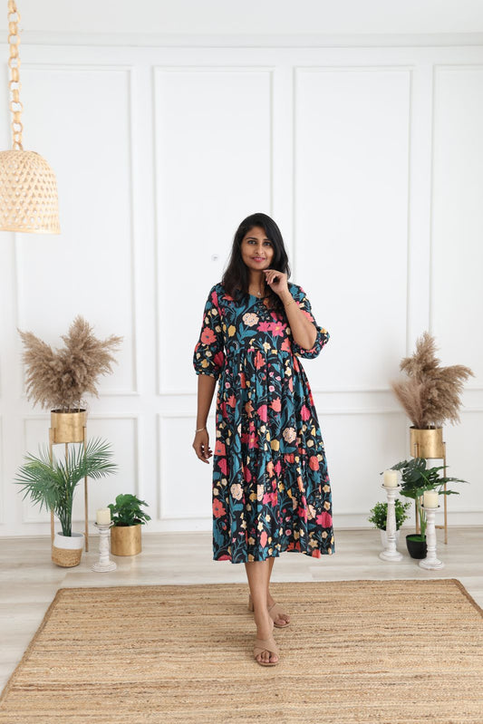Garden black cotton maxi