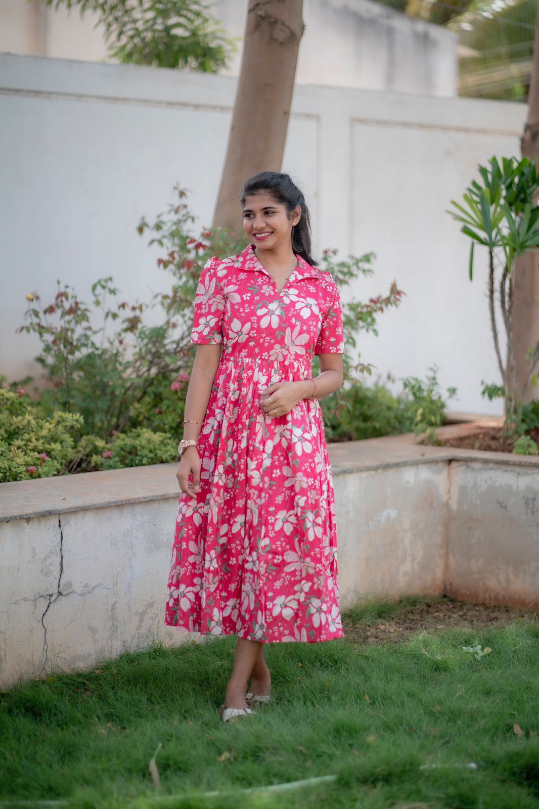 Poppy pink cotton maxi