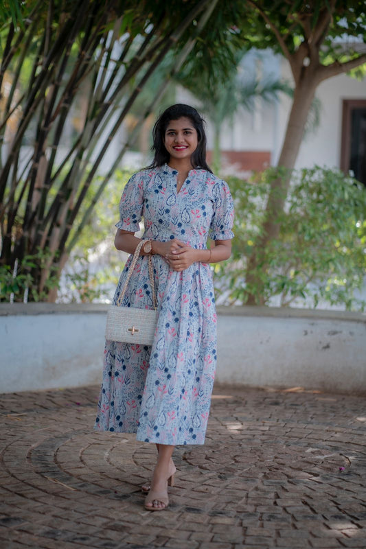 English grey cotton maxi