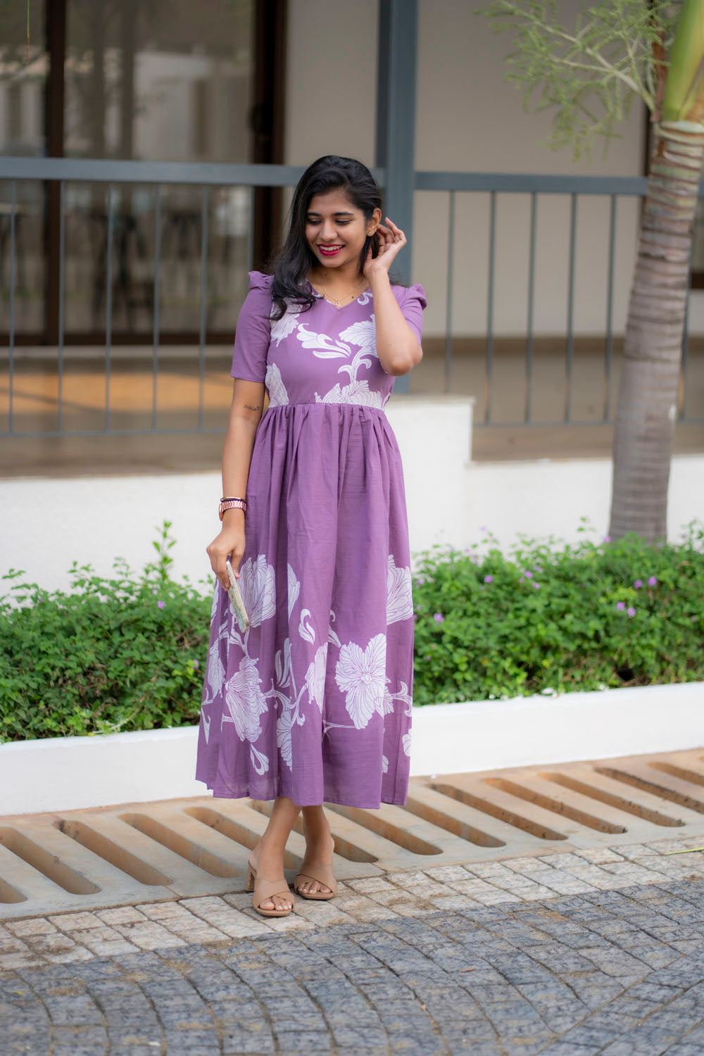 Tulip mauve cotton maxi