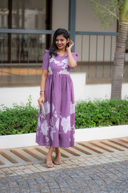 Tulip mauve cotton maxi