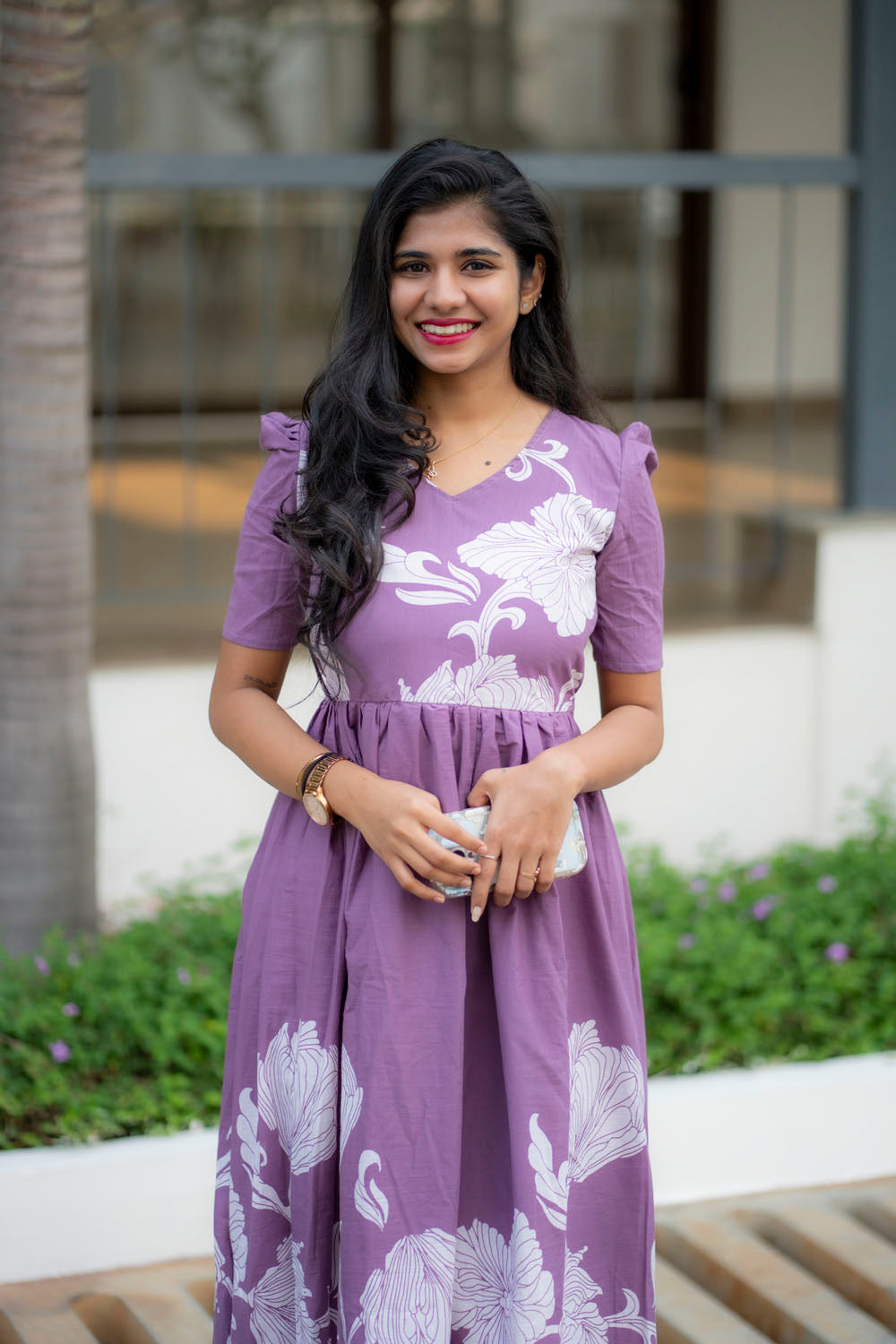Tulip mauve cotton maxi