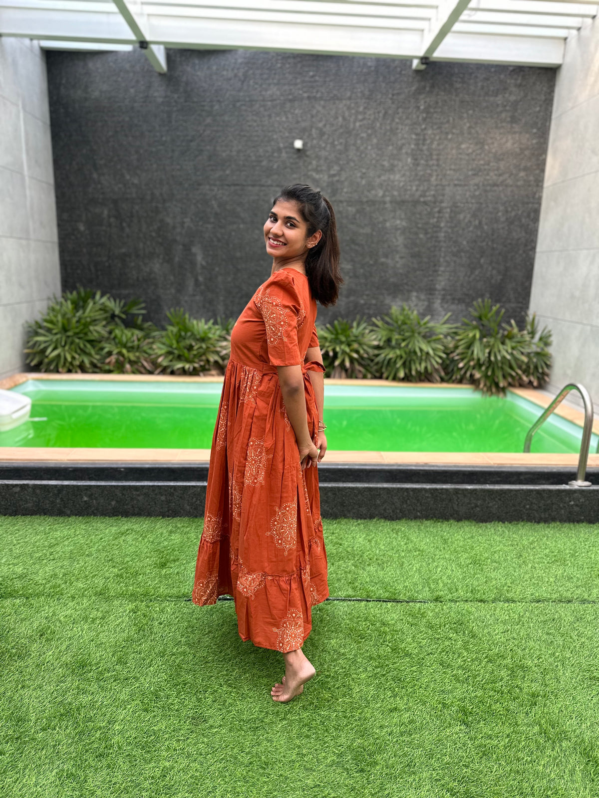 Rust rangoli cotton maxi