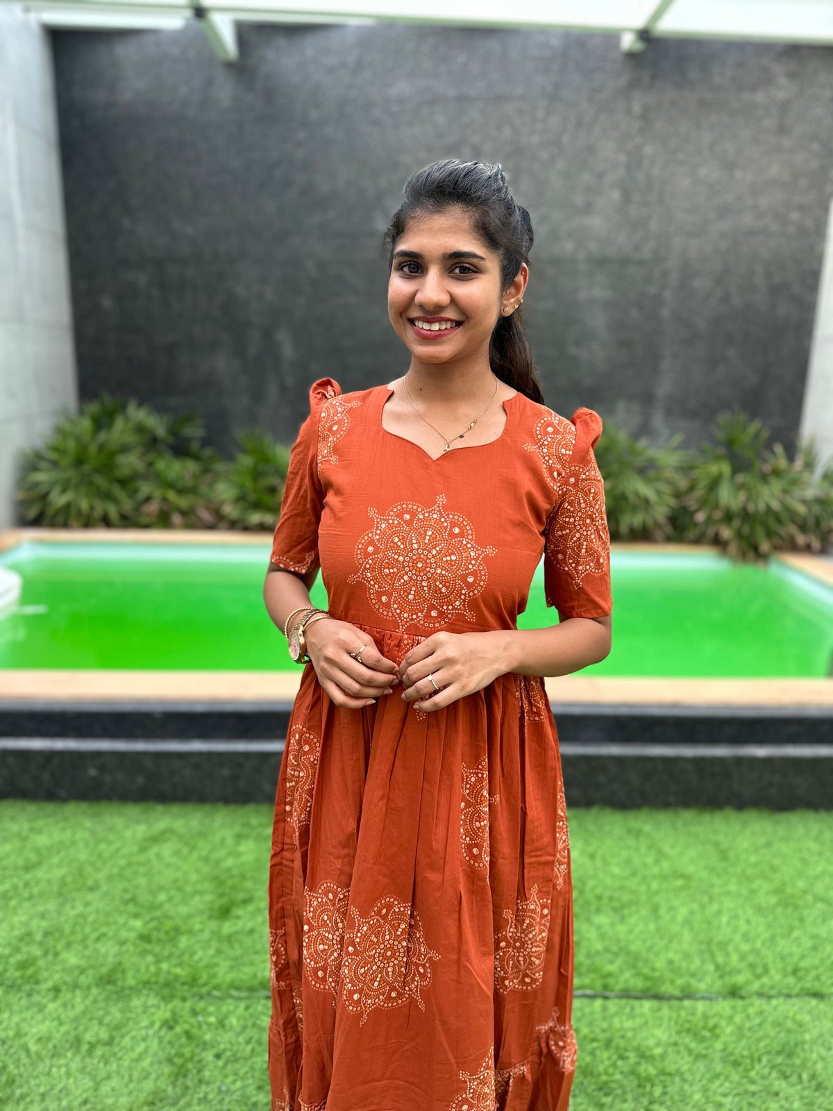 Rust rangoli cotton maxi