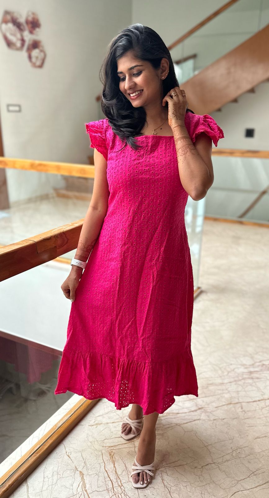 Pink hakoba cotton maxi