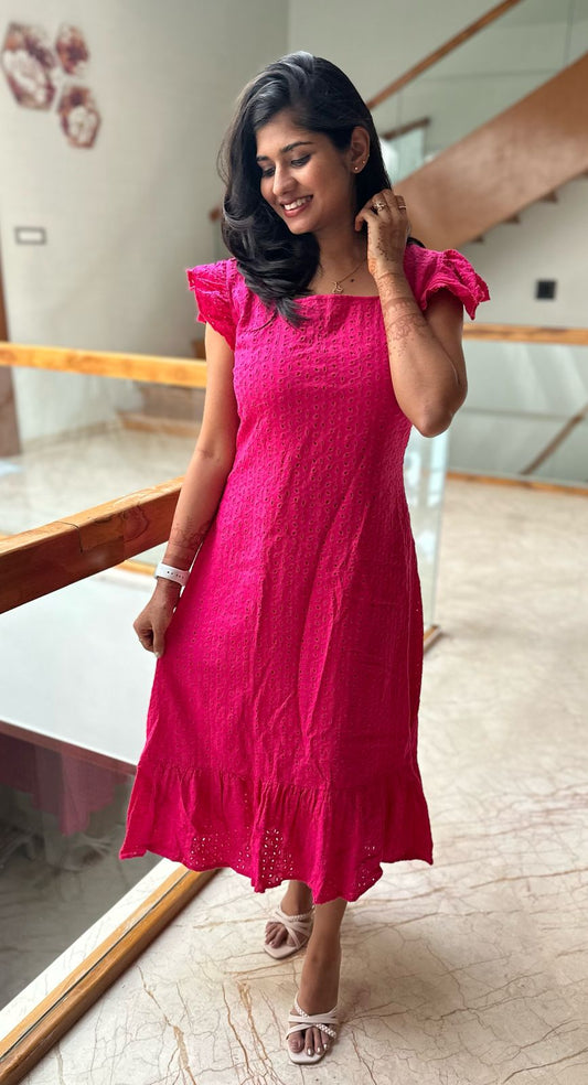 Pink hakoba cotton maxi