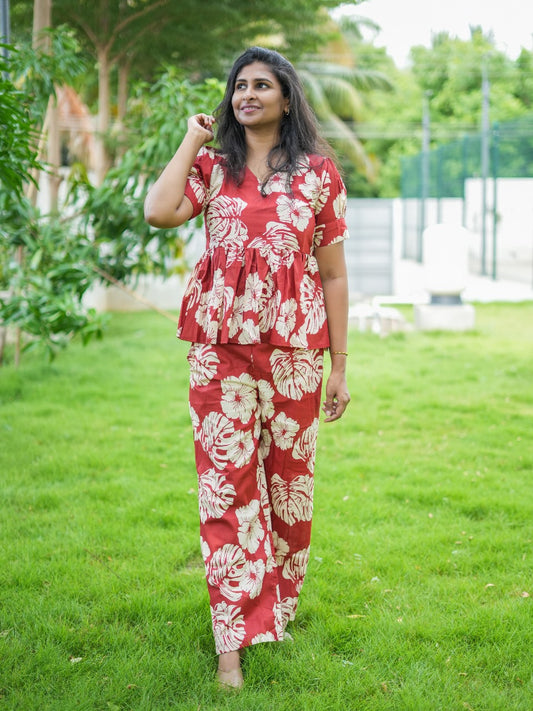 Majestic maroon cotton co ord