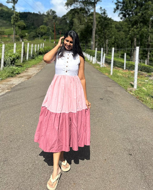 Tri colour cotton maxi