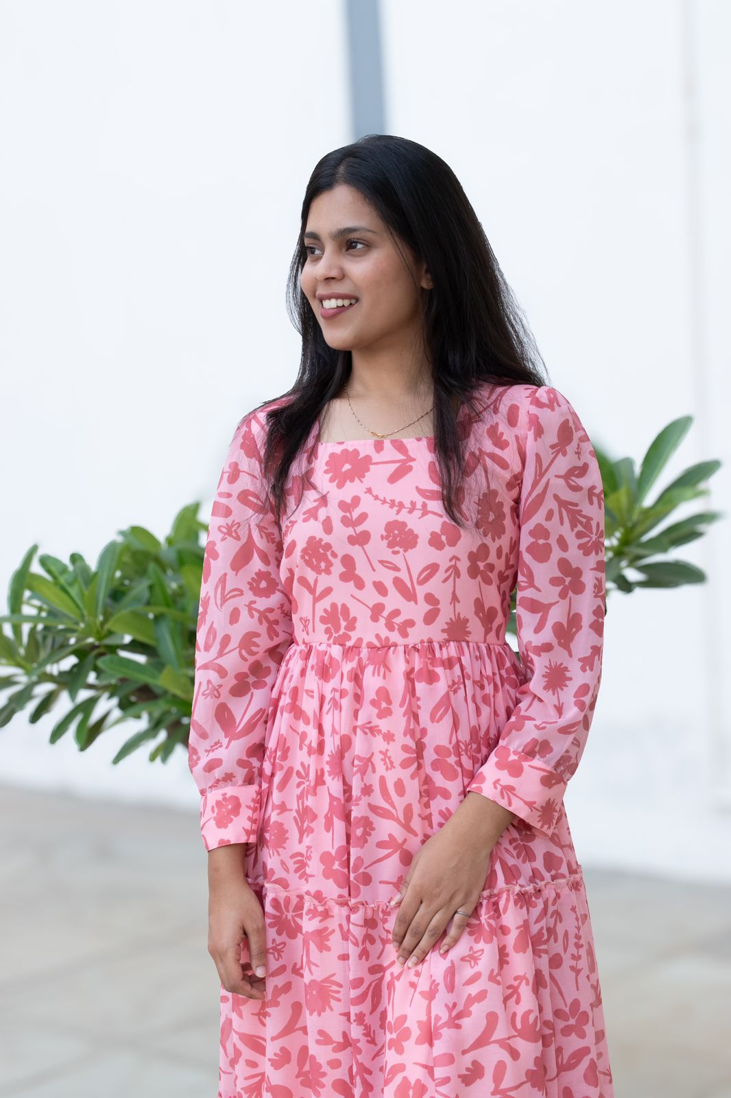 Peachy brown georgette maxi