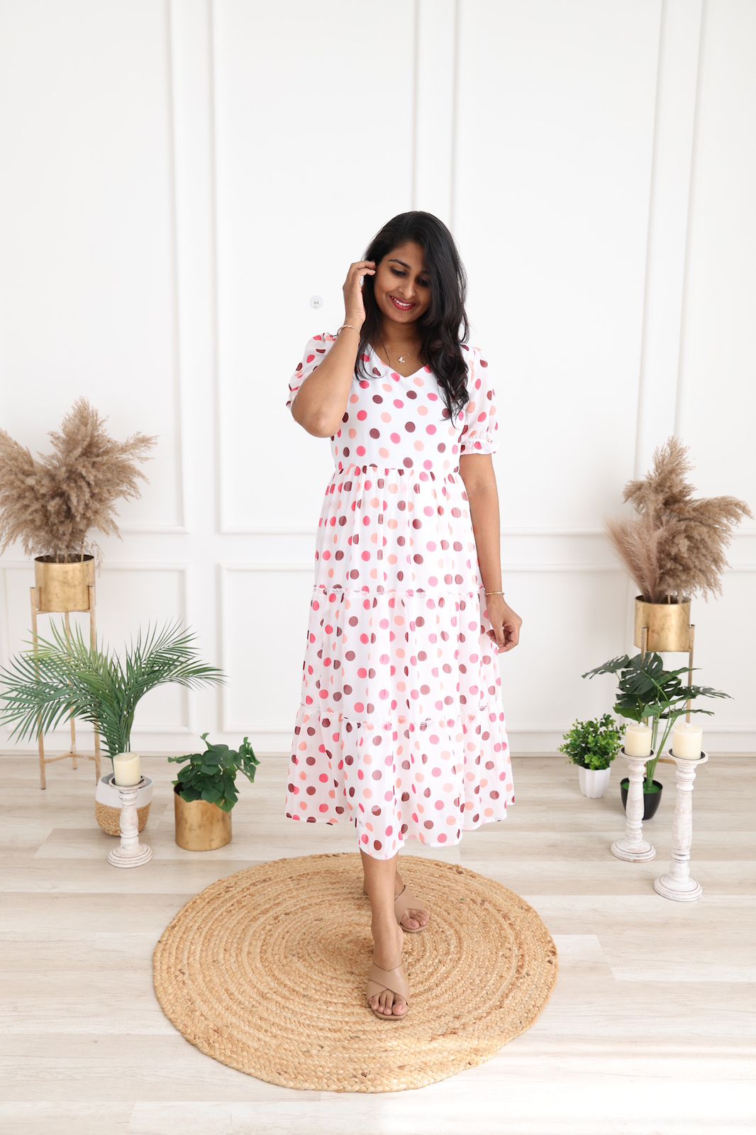 Polka dots georgette maxi
