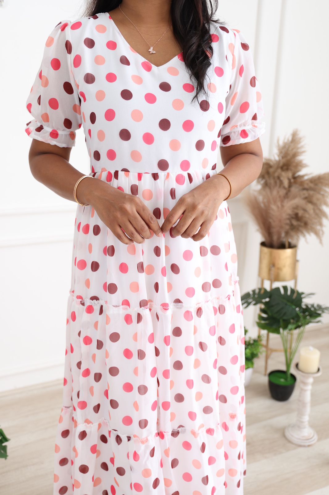 Polka dots georgette maxi