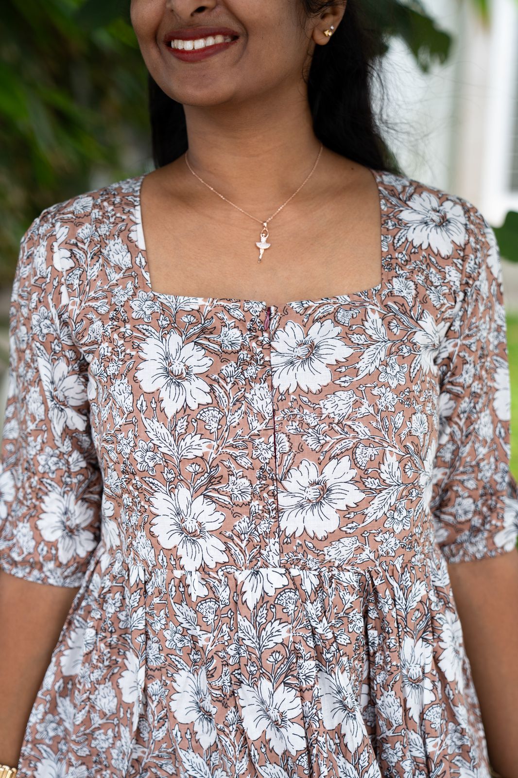 Dusky copper cotton feeding maxi