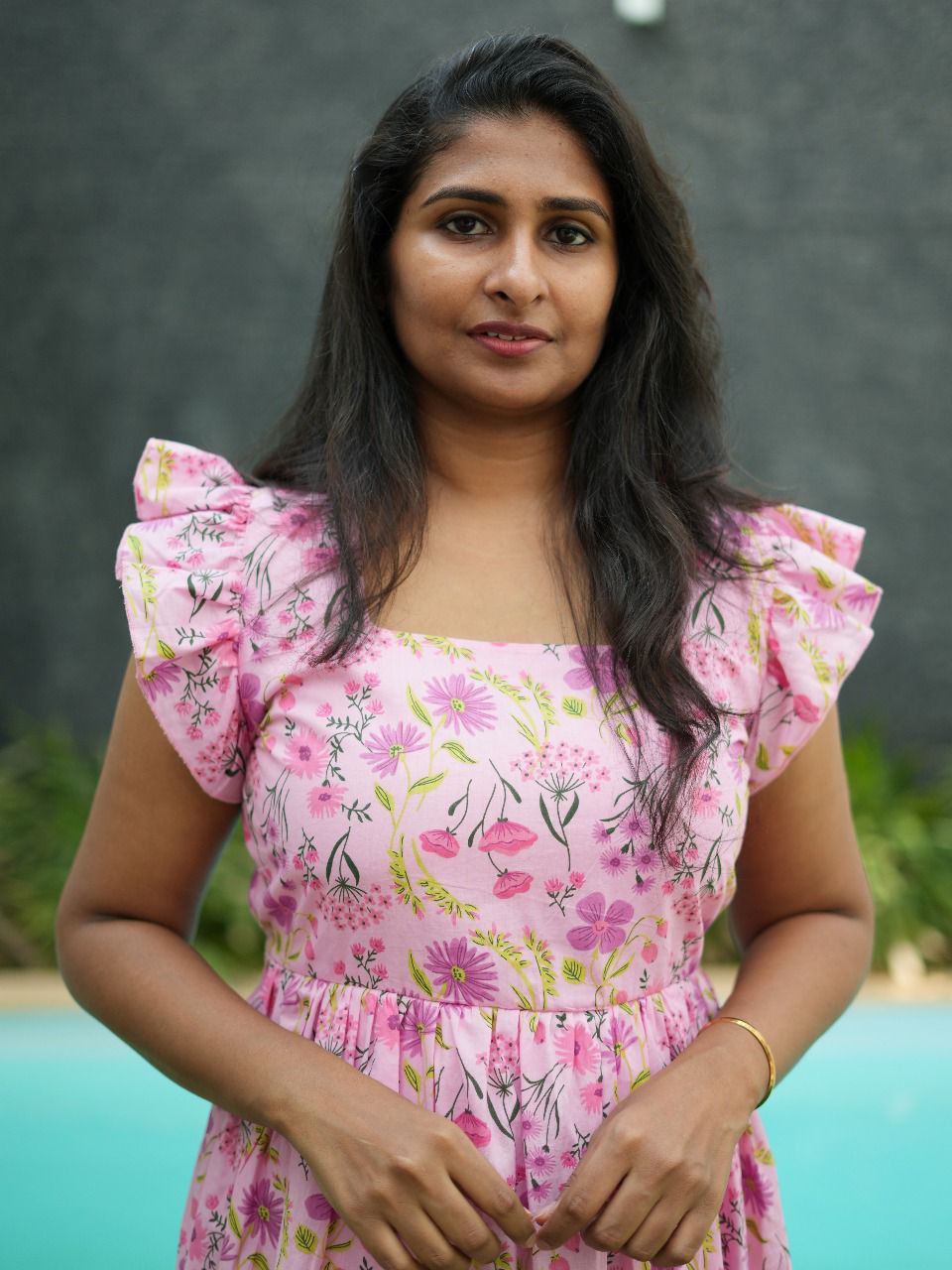 Pink blossom cotton maxi