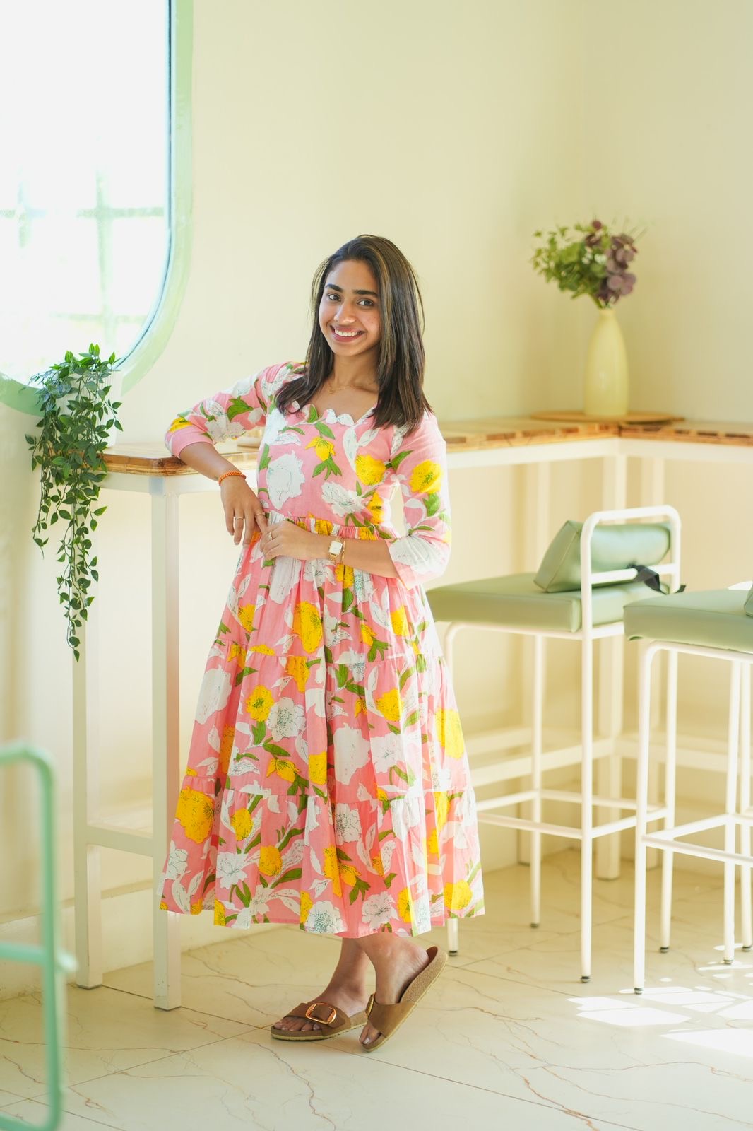 Neon rose cotton maxi