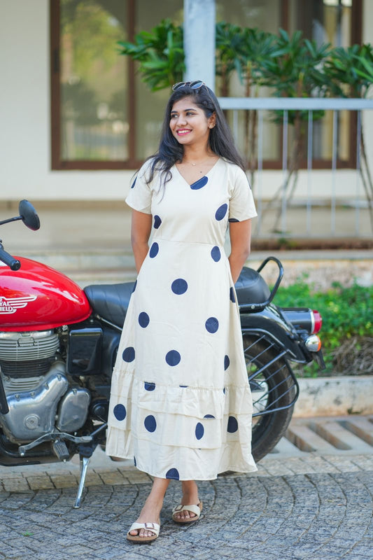 Dot rayon cotton maxi